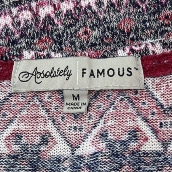 Absolutely Famous Aztec Print Short Sleeve Top Size M - Picture 5 of 8